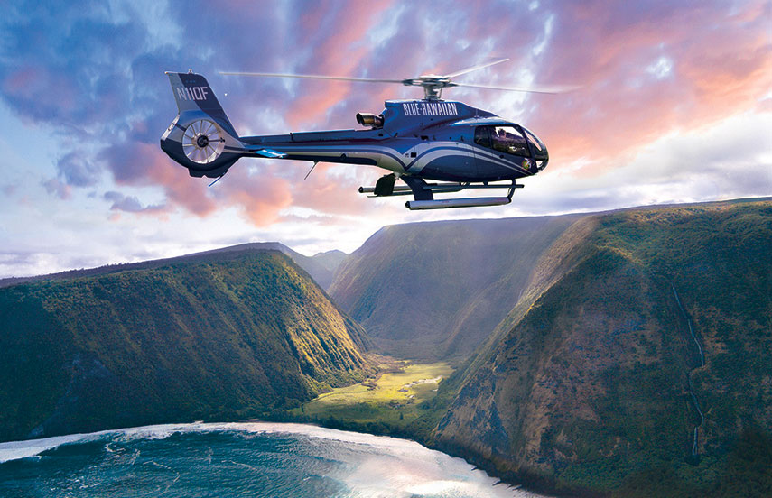 Blue Hawaiian Helicopter above Kualoa Ranch