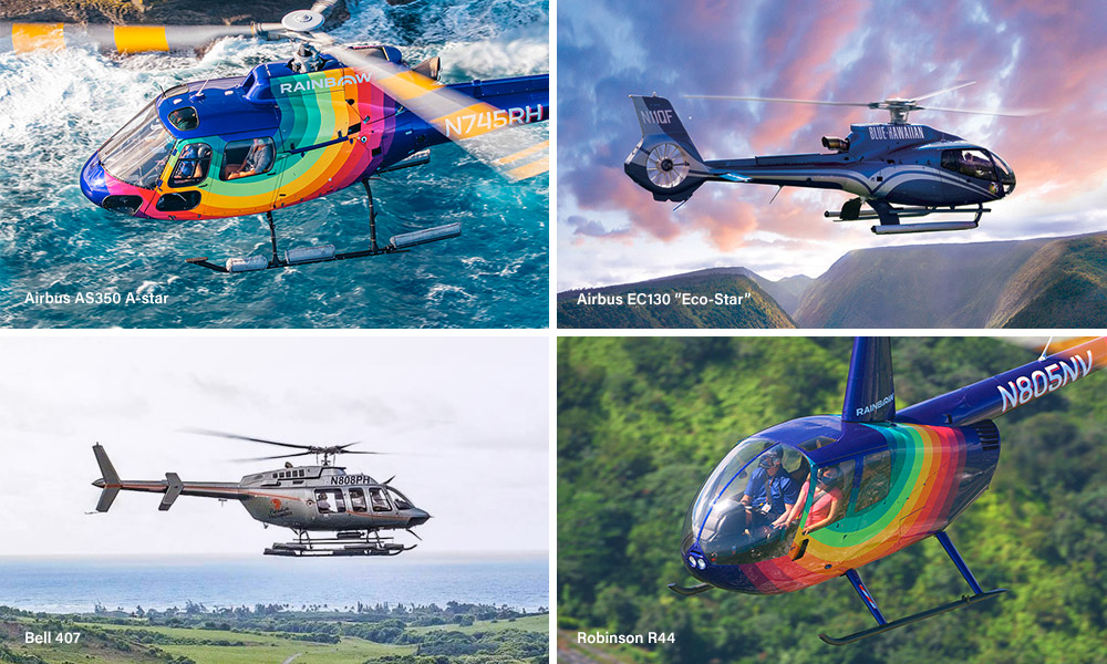 Oahu Helicopter Tours commonly flown helicopters