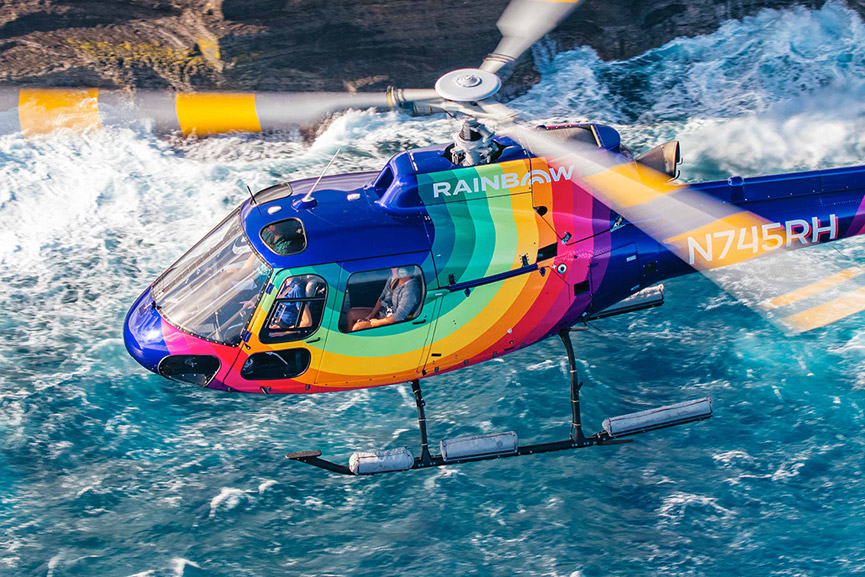 Rainbow Oahu helicopter tours flying above coastlines